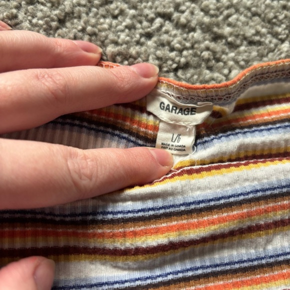 Garage Striped Tube Top Sz L Cropped Stripes Retro Strapless Y2K Minimalist Snug - Picture 4 of 7